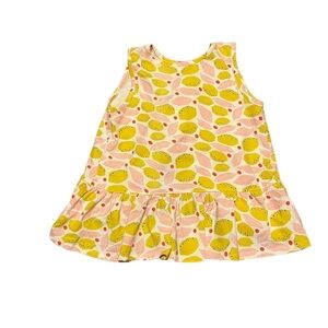 Pink Chicken New York Yellow Pink Lemon Open Back Tank Top Ruffle Girls 12 Month